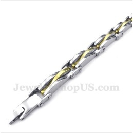 Bracelet Homme En Titane Et Or Avec Vagues