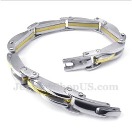 Bracelet Homme En Titane Et Or Avec Vagues