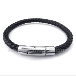 Bracelet En Cuir Et Titane Pour Homme