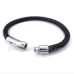 Bracelet En Cuir Et Titane Pour Homme