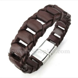 Bracelet En Cuir Et Titane Pour Homme