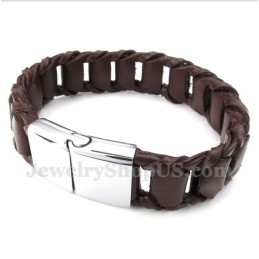 Bracelet En Cuir Et Titane Pour Homme