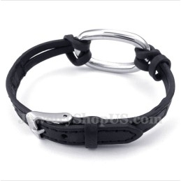 Bracelet En Cuir Et Titane Pour Homme