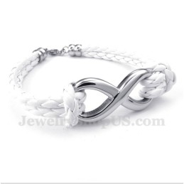 Bracelet En Cuir Et Titane Pour Homme Avec Symbole De L'Infini