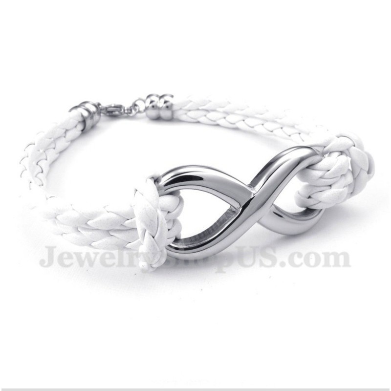 Bracelet En Cuir Et Titane Pour Homme Avec Symbole De L'Infini Bracelet En Cuir Et Titane Pour Homme Avec Symbole De L'Infini