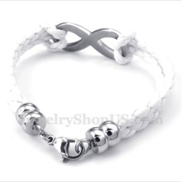 Bracelet En Cuir Et Titane Pour Homme Avec Symbole De L'Infini