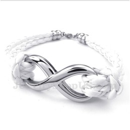 Bracelet En Cuir Et Titane Pour Homme Avec Symbole De L'Infini