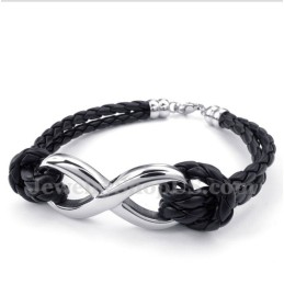 Bracelet En Cuir Et Titane Pour Homme Avec Symbole De L'Infini