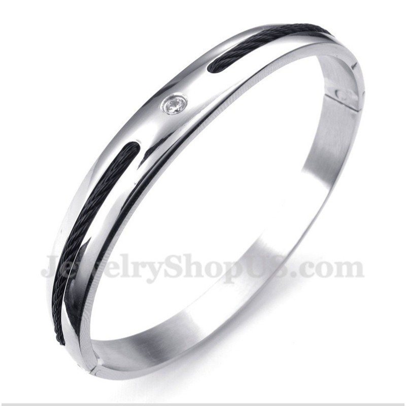 Bracelet Homme En Titane Et Diamants Noirs