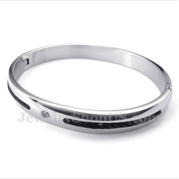 Bracelet Homme En Titane Et Diamants Noirs