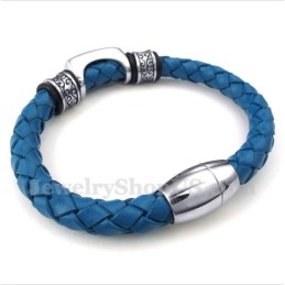 Bracelet En Cuir Et Titane Pour Homme