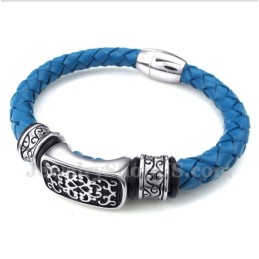 Bracelet En Cuir Et Titane Pour Homme