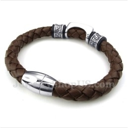 Bracelet En Cuir Et Titane Pour Homme