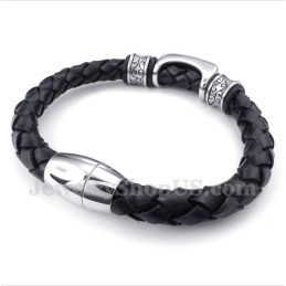 Bracelet En Cuir Et Titane Pour Homme