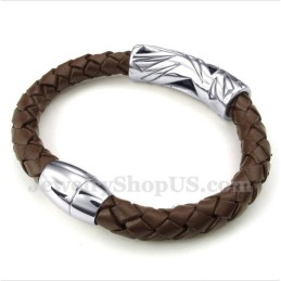 Bracelet En Cuir Et Titane Pour Homme