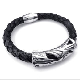 Bracelet En Cuir Et Titane Pour Homme
