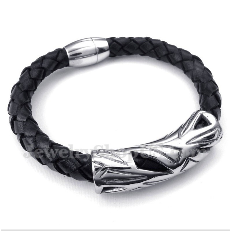 Bracelet En Cuir Et Titane Pour Homme Bracelet En Cuir Et Titane Pour Homme