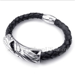 Bracelet En Cuir Et Titane Pour Homme