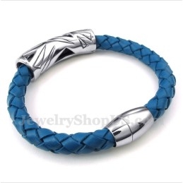 Bracelet En Cuir Et Titane Pour Homme