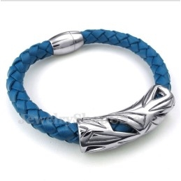 Bracelet En Cuir Et Titane Pour Homme