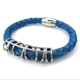 Bracelet En Cuir Et Titane Pour Homme