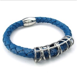 Bracelet En Cuir Et Titane Pour Homme