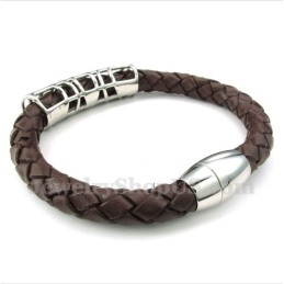 Bracelet En Cuir Et Titane Pour Homme