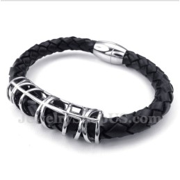 Bracelet En Cuir Et Titane Pour Homme
