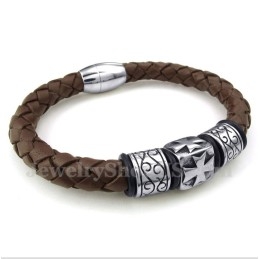 Bracelet En Cuir Et Titane Pour Homme