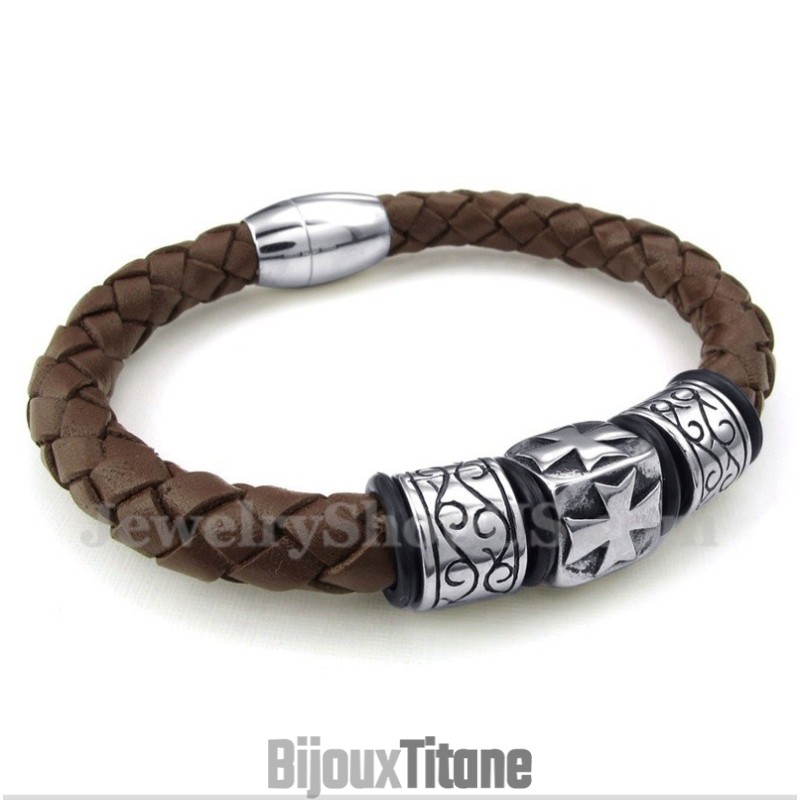 Bracelet En Cuir Et Titane Pour Homme Bracelet En Cuir Et Titane Pour Homme