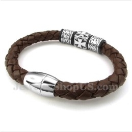 Bracelet En Cuir Et Titane Pour Homme
