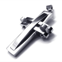 Pendentif Croix Rotative En Titane