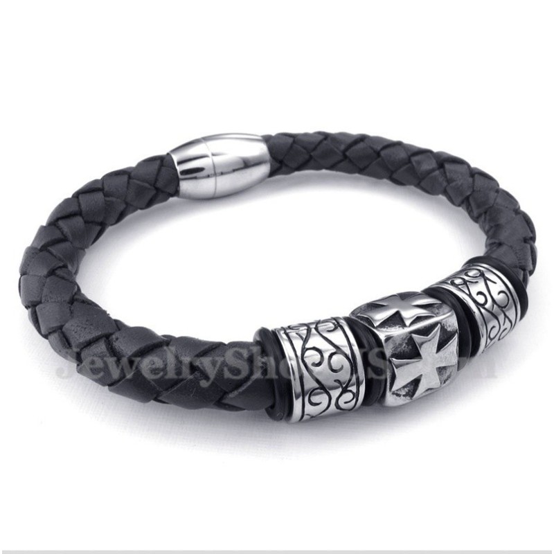 Bracelet En Cuir Et Titane Pour Homme Bracelet En Cuir Et Titane Pour Homme