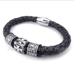 Bracelet En Cuir Et Titane Pour Homme