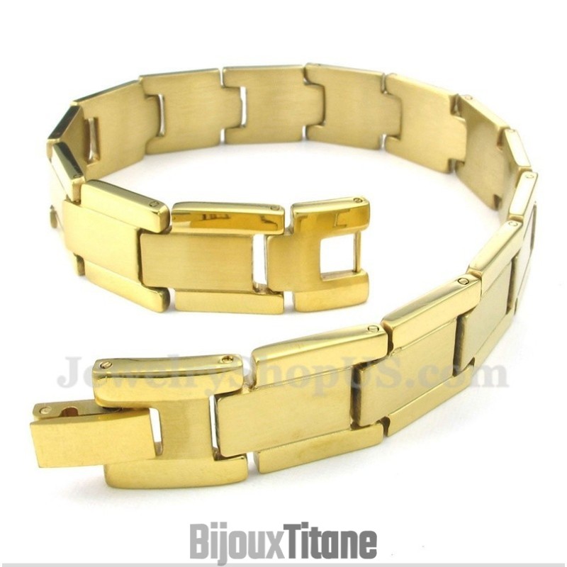 Bracelet Homme En Titane Doré