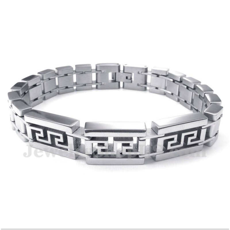 Bracelet Homme En Titane À Motif Méandre Grec