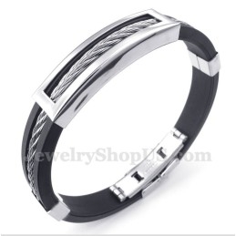 Bracelet Câble En Caoutchouc Et Titane Pour Homme