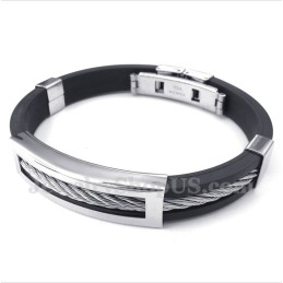Bracelet Câble En Caoutchouc Et Titane Pour Homme