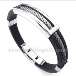 Bracelet Câble En Caoutchouc Et Titane Pour Homme