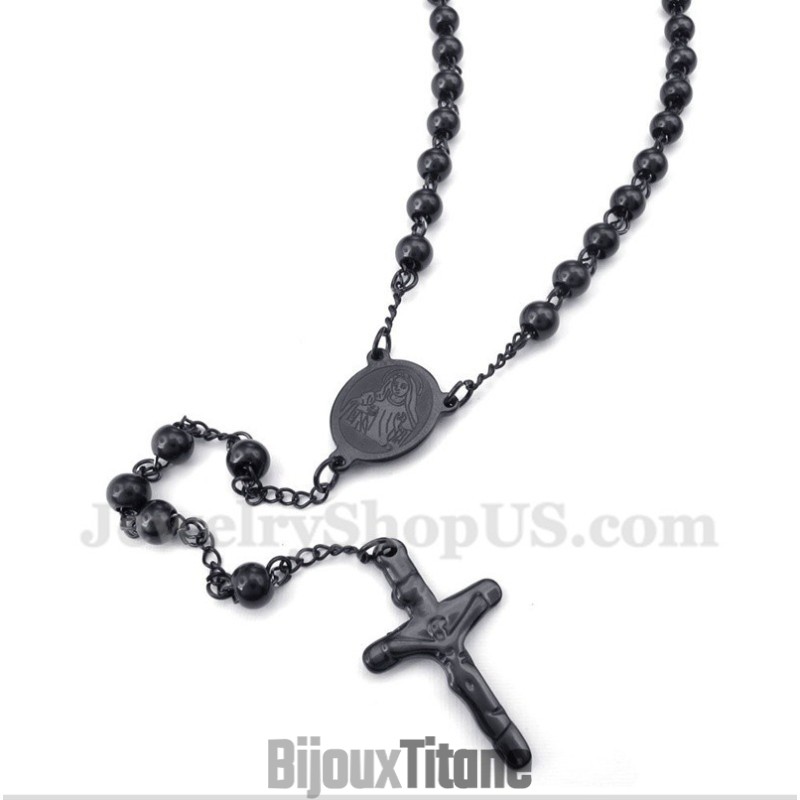 Collier Jésus Noir En Titane Pour Homme Collier Jésus Noir En Titane Pour Homme
