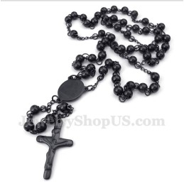 Collier Jésus Noir En Titane Pour Homme