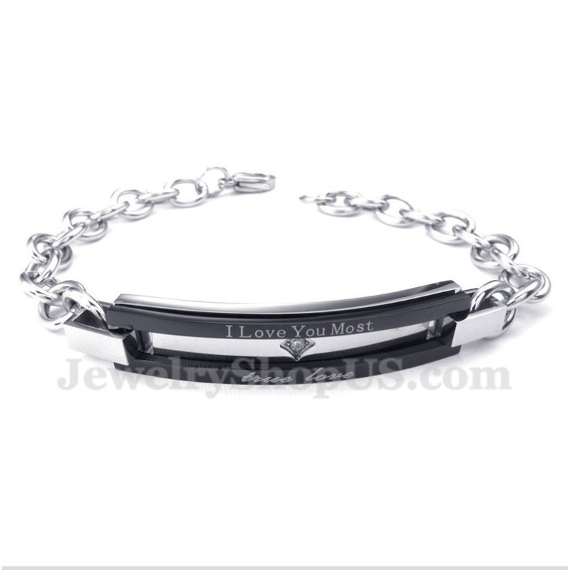Bracelet Couple Homme Titane Noir Bracelet Couple Homme Titane Noir