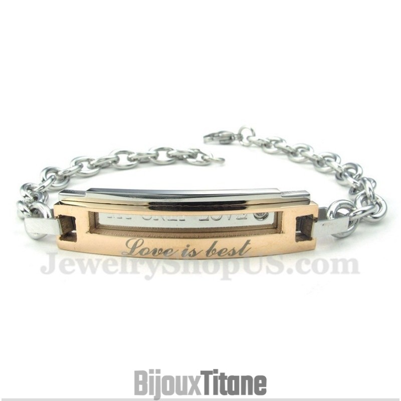 Bracelet Couple Homme Titane Or Bracelet Couple Homme Titane Or