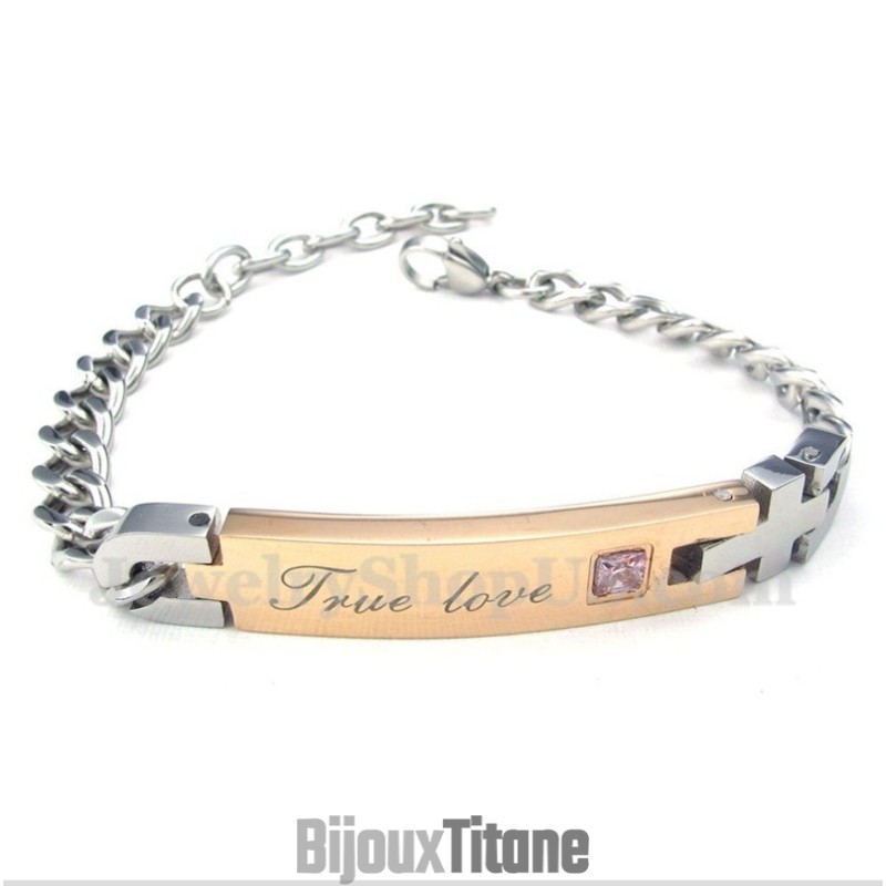 Bracelet Couple En Titane Et Diamants Pour Femme