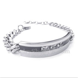 Bracelet Couple Homme Titane Cristal Noir