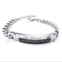 Bracelet Couple Homme Titane Diamant Noir