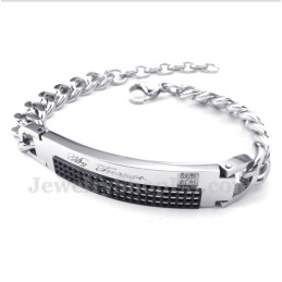 Bracelet Couple Homme Titane Diamant Noir