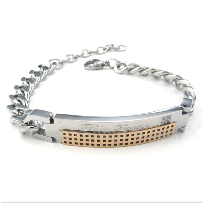 Bracelet Couple En Titane Et Diamants Pour Femme