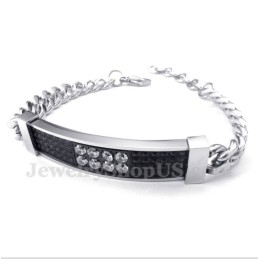 Bracelet Couple Homme Titane Diamant Noir