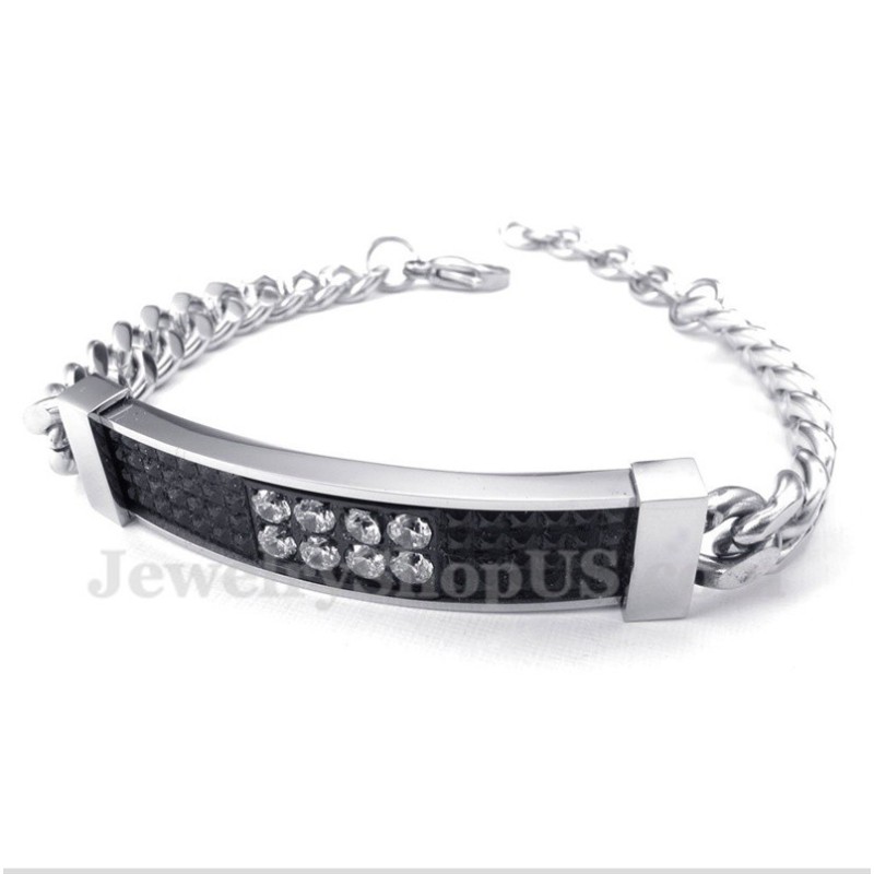 Bracelet Couple Homme Titane Diamant Noir Bracelet Couple Homme Titane Diamant Noir